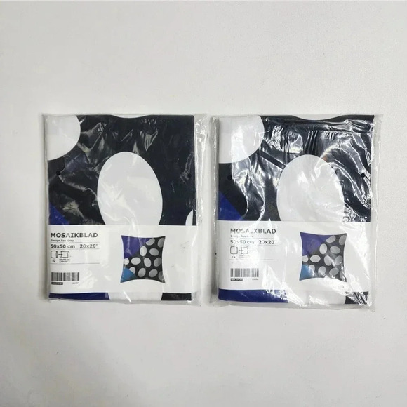 2 IKEA Mosaikblad 20 x 20" Pillowcases Color Block Black Blue Shapes Circles - Picture 1 of 5